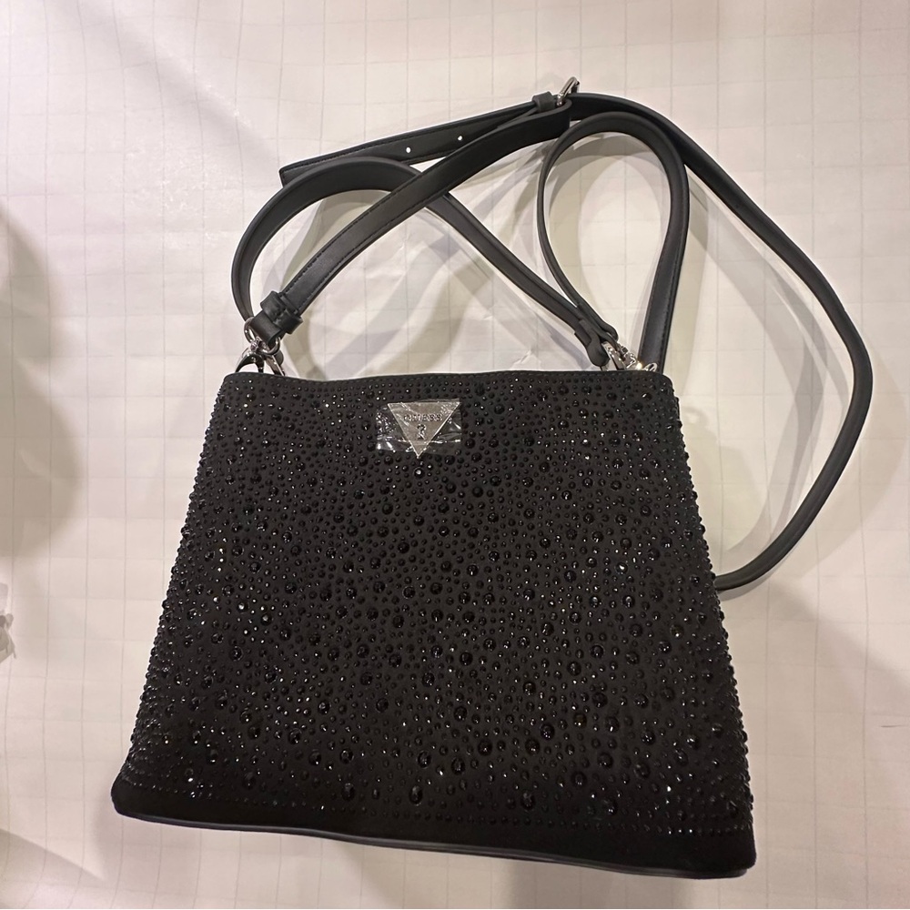 Guess Studded and Suede Black Crossbody Bag